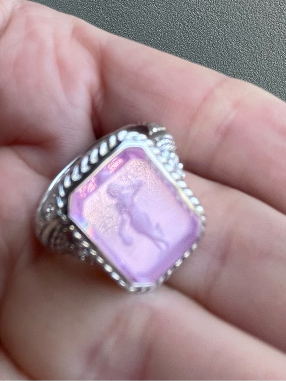 Judith Ripka Pink Crystal Cameo Ring in Silver Tone - Picture 10 of 16